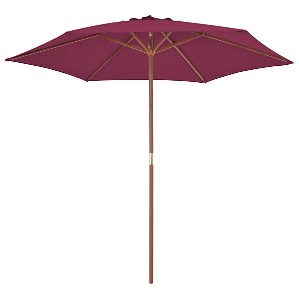 Parasol avec mât en bois 270 bois bordeaux Helloshop26