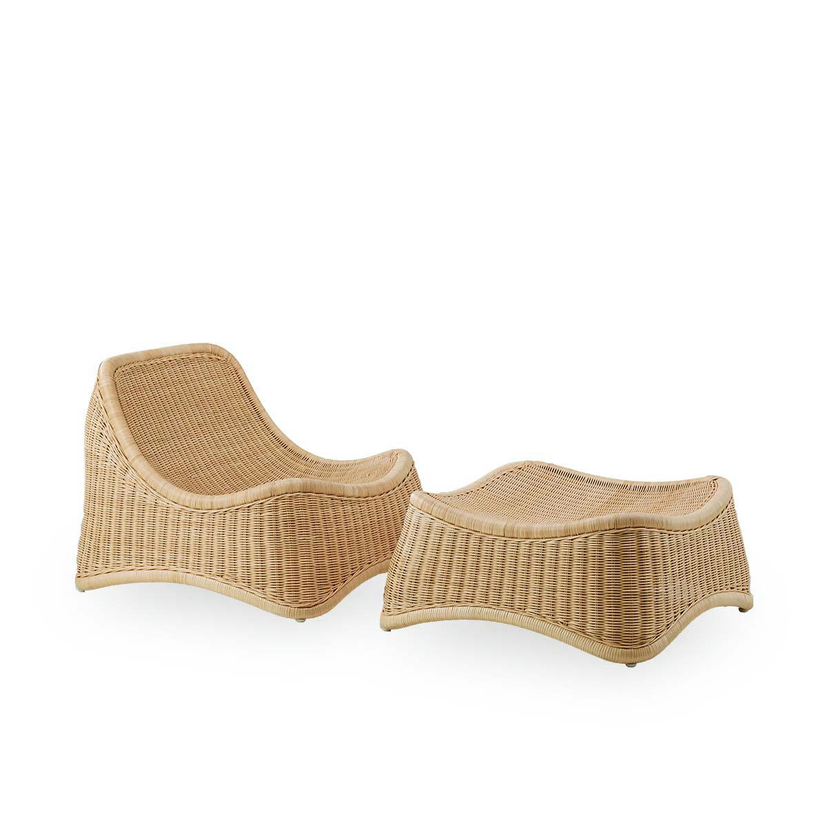 CHILL - Fauteuil lounge et repose-pieds en rotin
