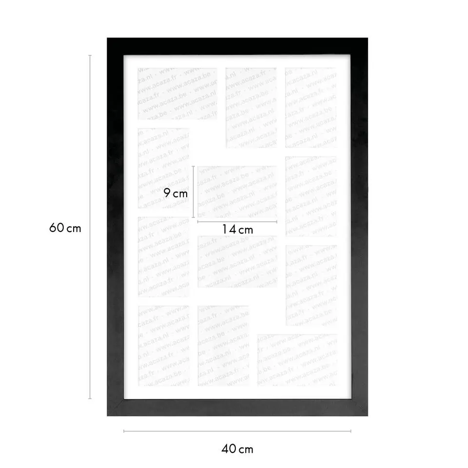 MDF Fotokader - voor 12 Foto's van 10x15cm - Fotolijst 40x60cm - Zwart