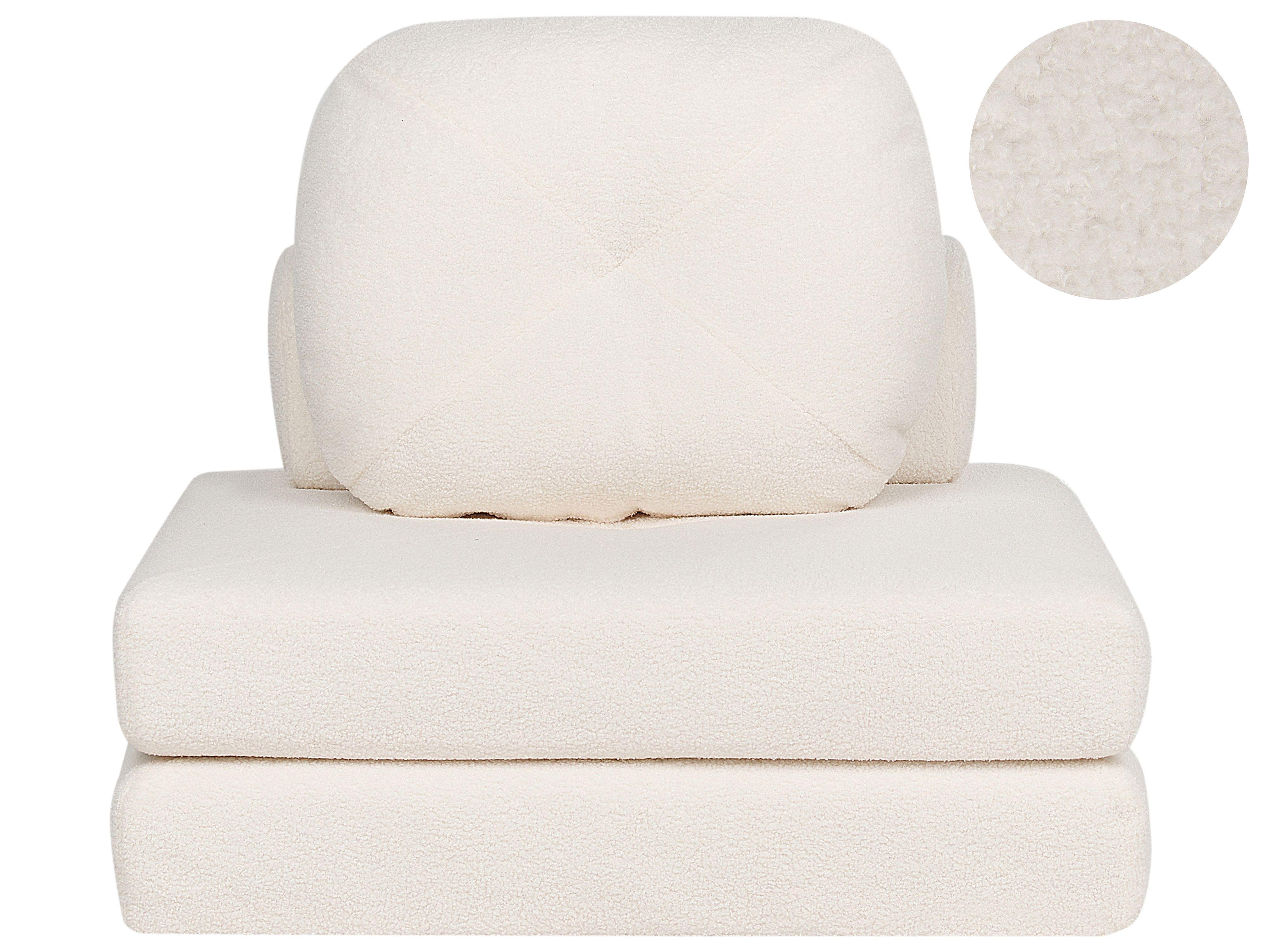 Single Sofa Bed OLDEN Boucle White