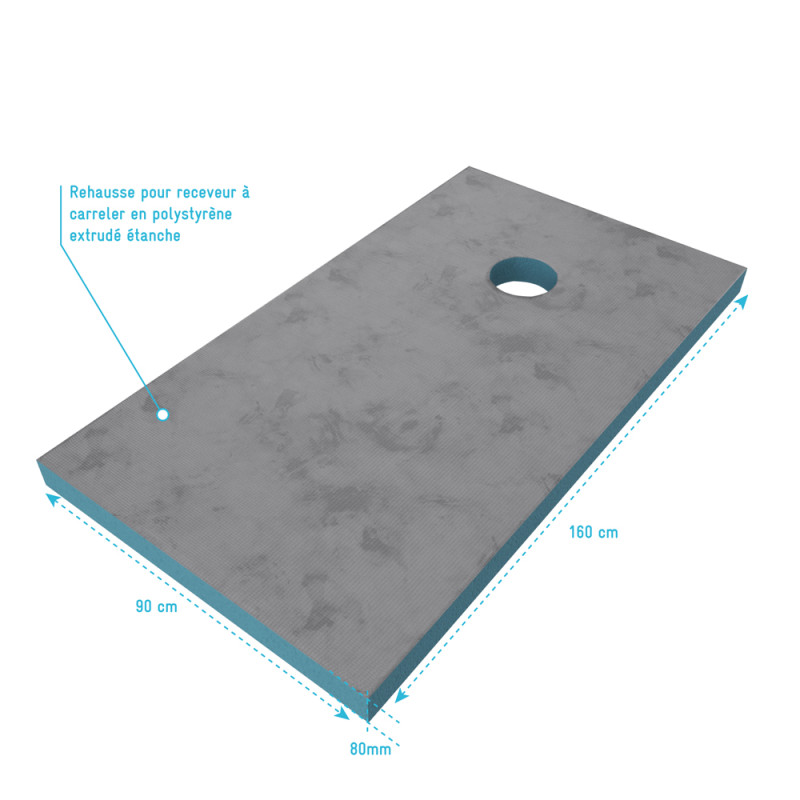 Rehausse pour receveur de douche à carreler 90 x 160 cm AURLANE