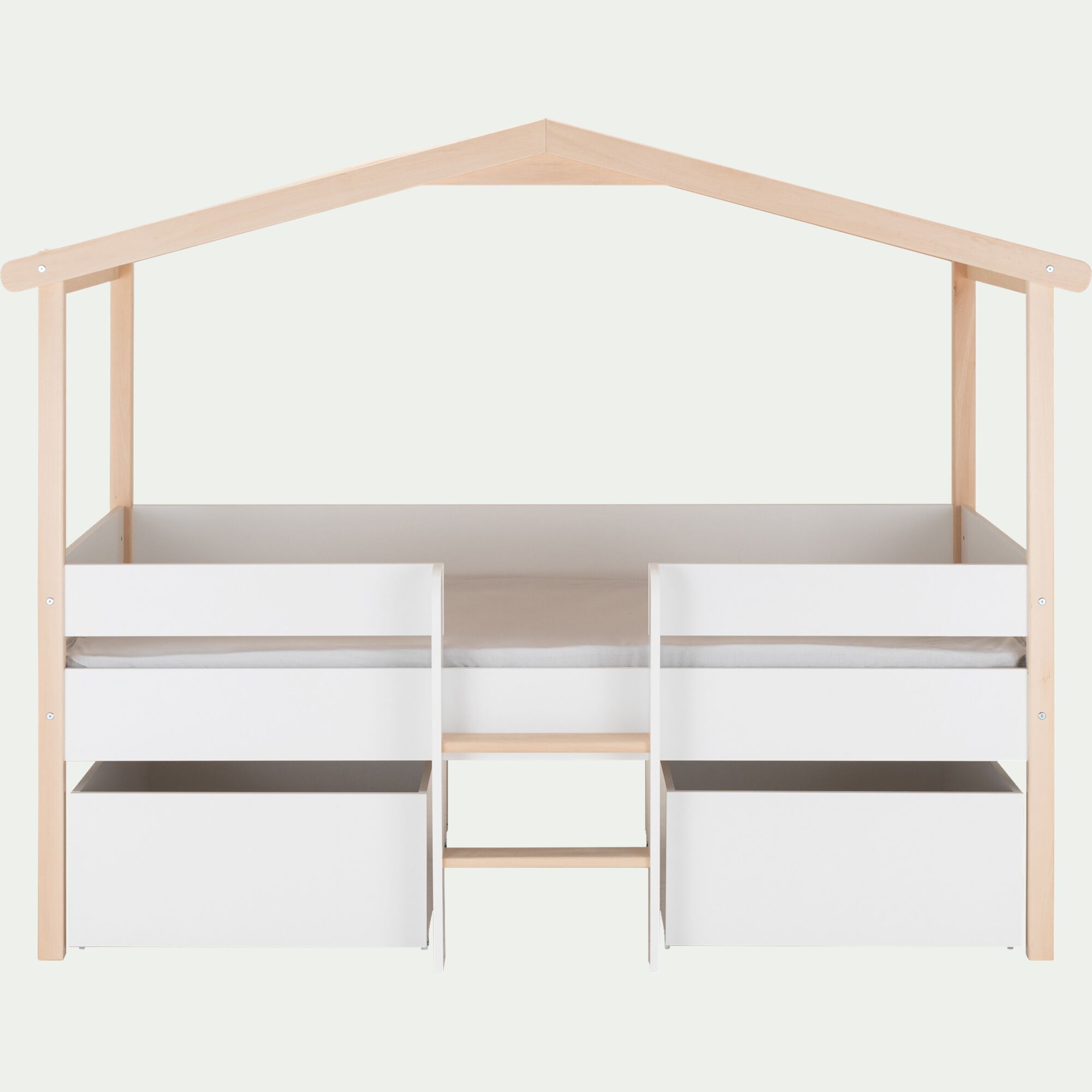 PILOTI - Lit cabane 1 place en bois 90x200 cm - blanc