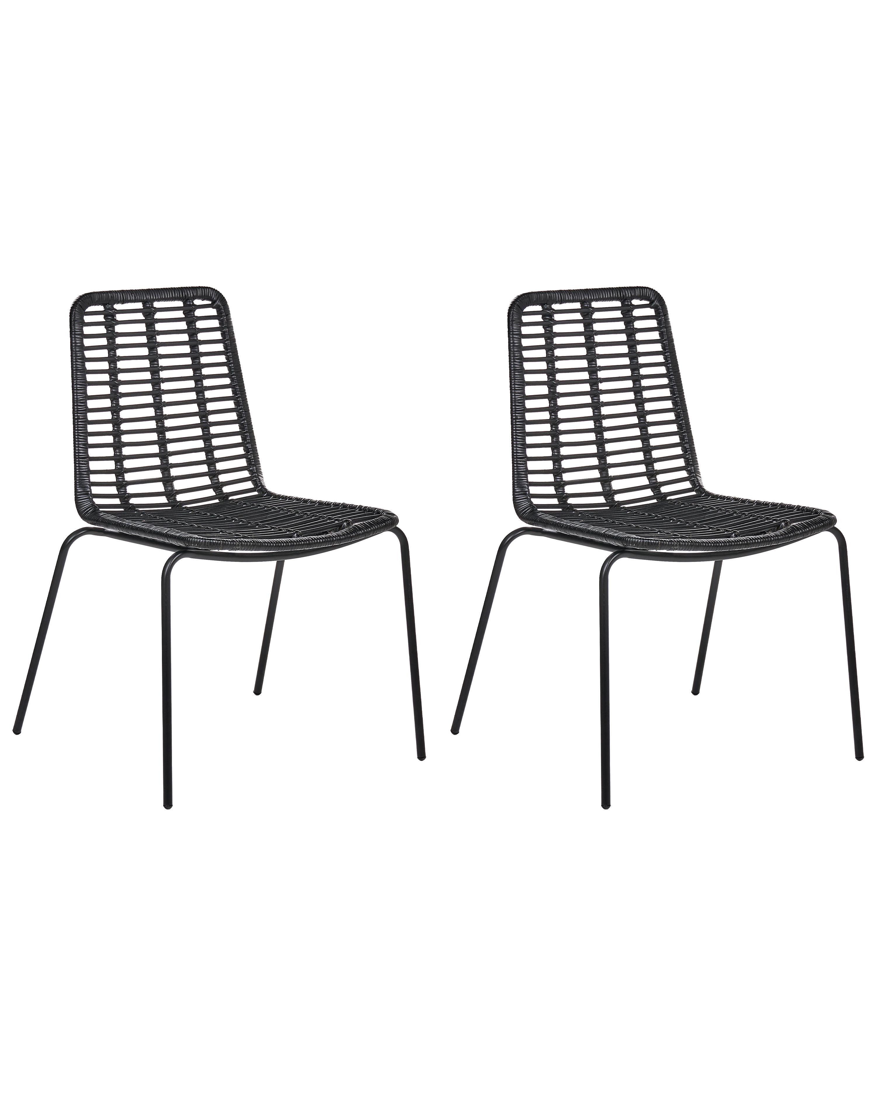 Set of 2 Dining Chairs TAOS Rattan Black