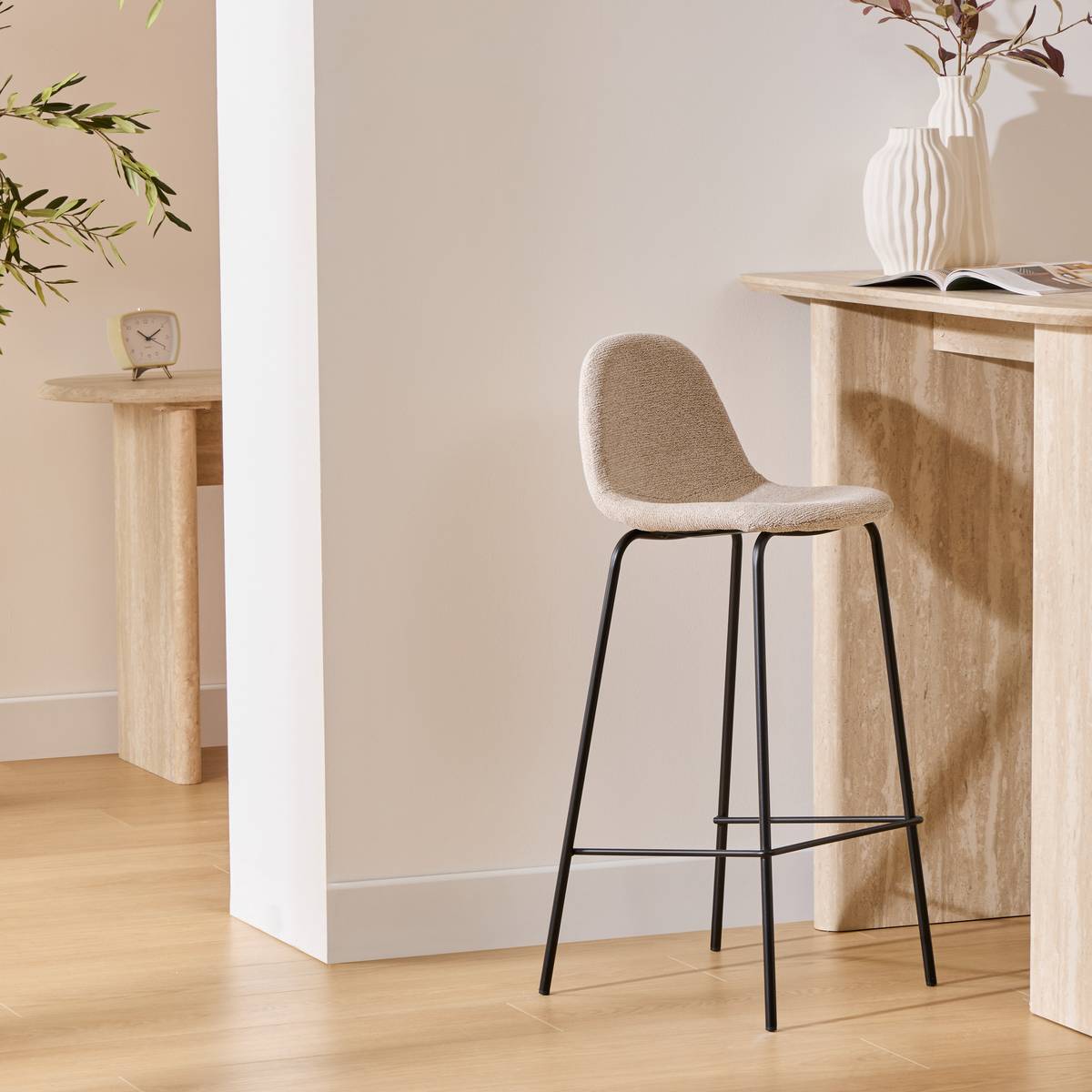 Set of 2 Stools "Vladi" White, 43.5x41.5 cm