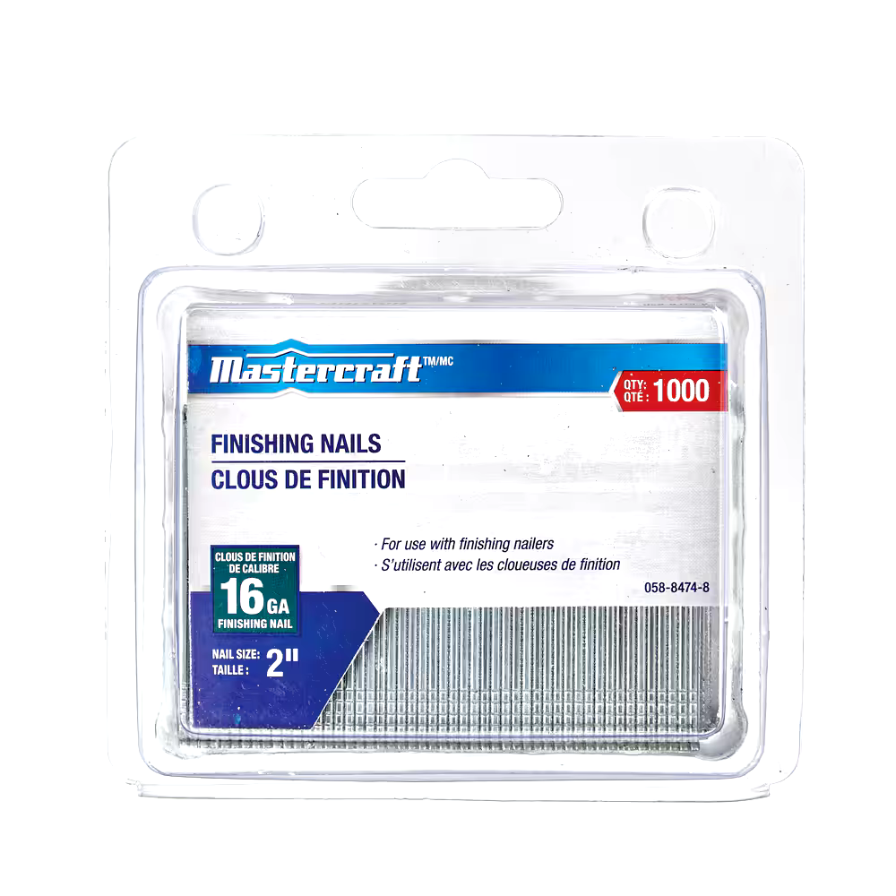 Mastercraft 16-Gauge Galvanized Steel Finishing Nails, 2-in, 1000-pc