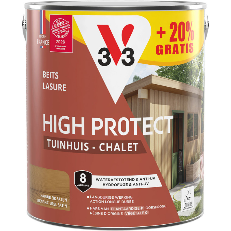 Lasure pour chalet High Protect chêne naturel 2,5 L   0,5 L gratuit V33