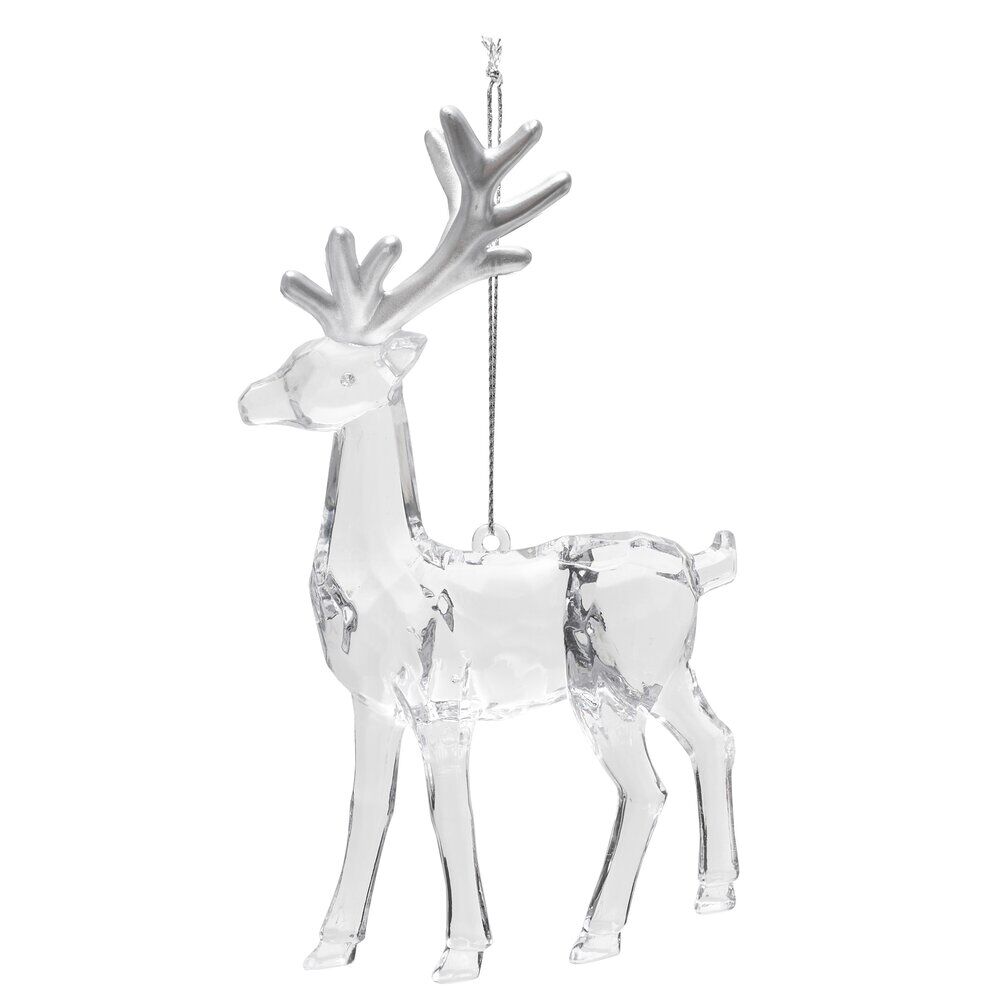 Cerf de No&euml;l acrylique irisé à suspendre H15cm