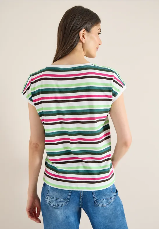 T-Shirt mit Rundhals und Raffung