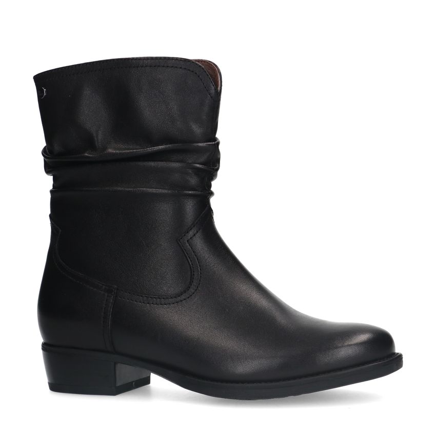 No Stress Zwarte leren enkellaarsjes met hak