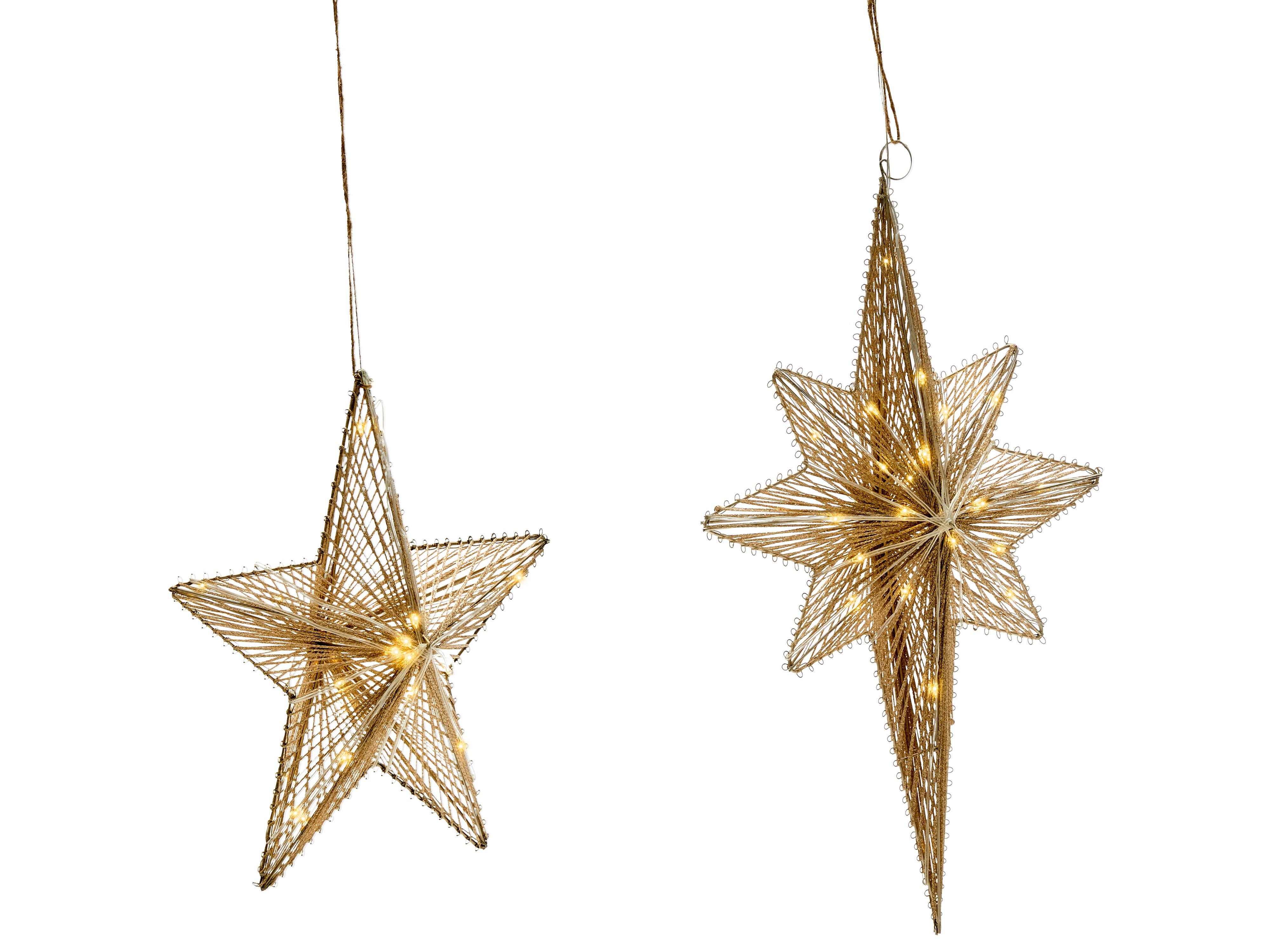 Set of 2 Hanging Decorations BLASJON Star 30/47 cm Gold