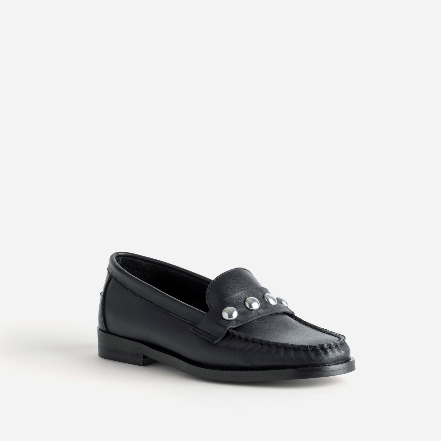 Mocassin noir cuir détails clous bombés