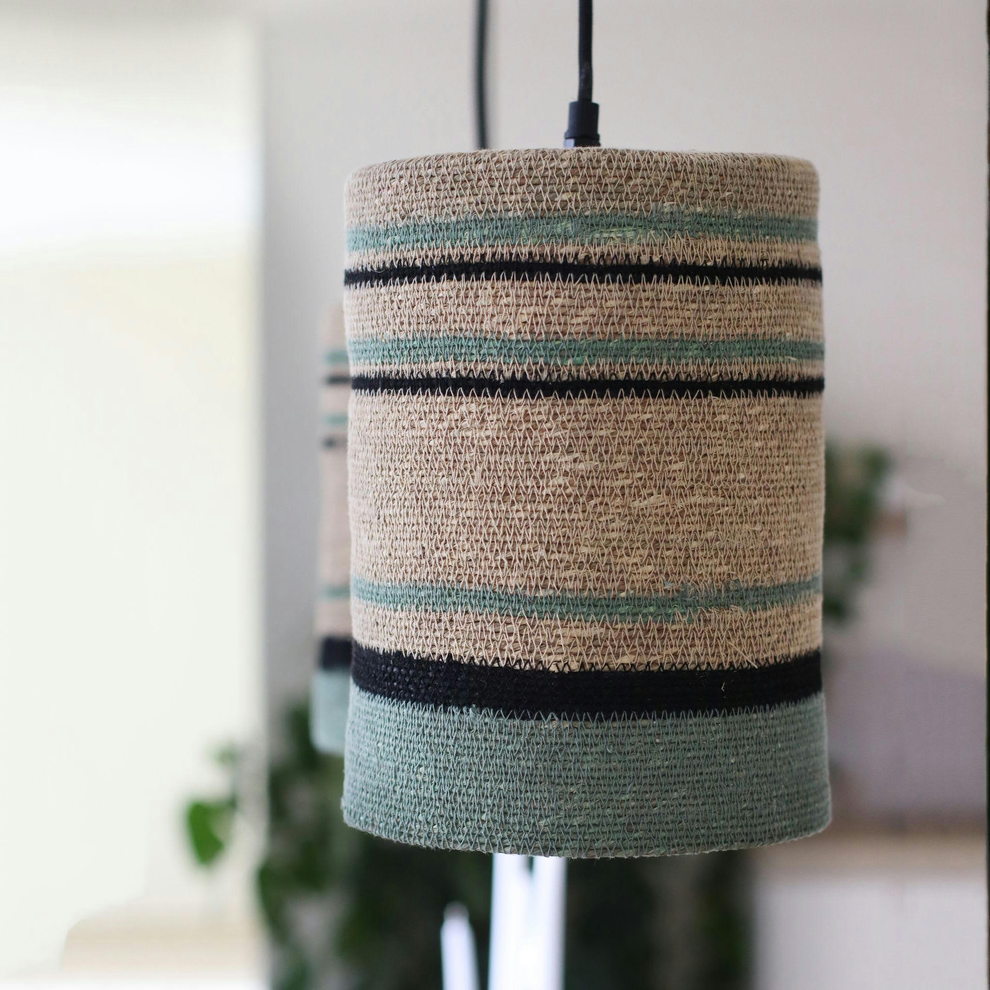 BARBADE - Suspension en jonc de mer naturel et vert