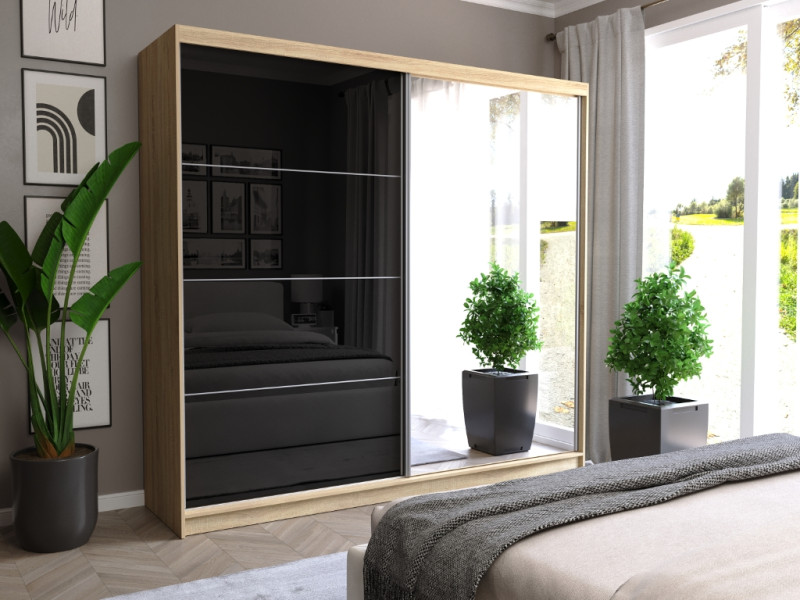 Szafa przesuwna 233 cm z lustrem półpołysk FRAMIRE Selvio III sonoma