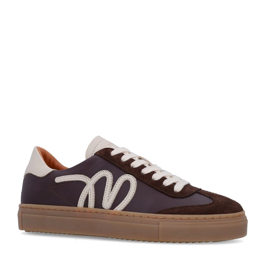 Manfield Bruine leren sneakers