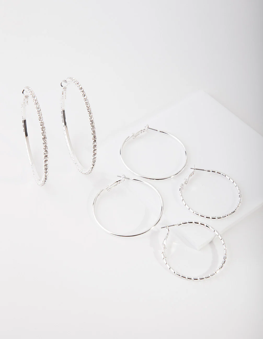 Silver Statement Diamante Earring Pack