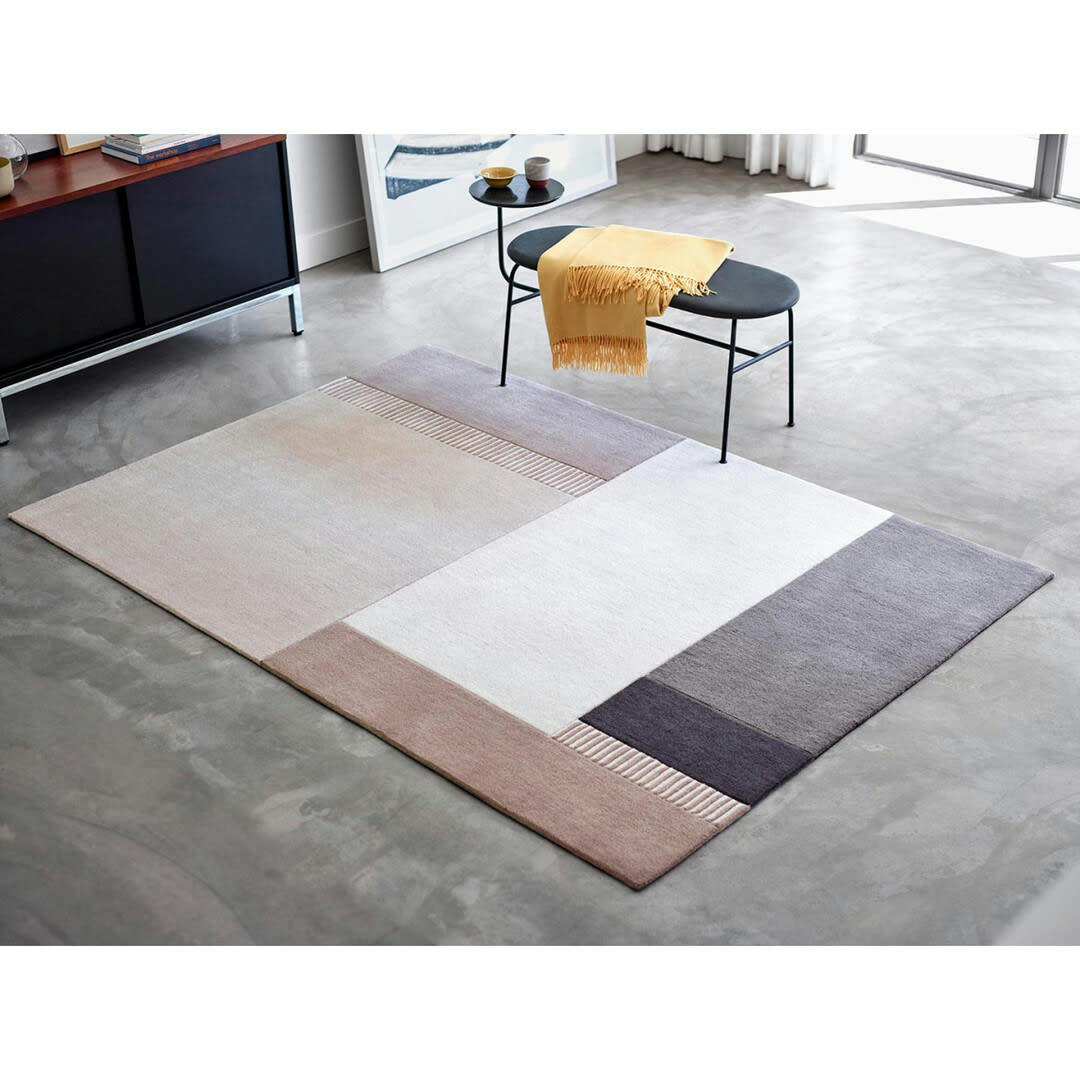 TOWN - Tapis géométrique design en polyester beige 70x140