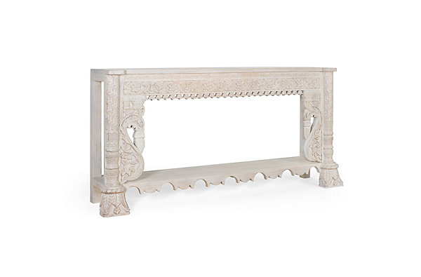 Console en bois manguier blanc vieilli