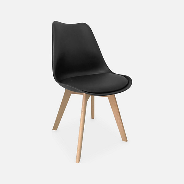 Lot de 4 chaises scandinaves. pieds bois de hêtre. chaise 1 place. noirs