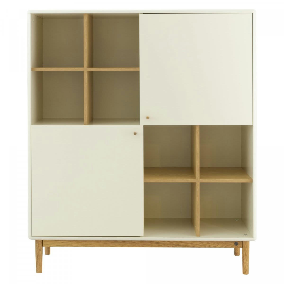 MARCEAU - Buffet haut en bois 2 portes et niches beige