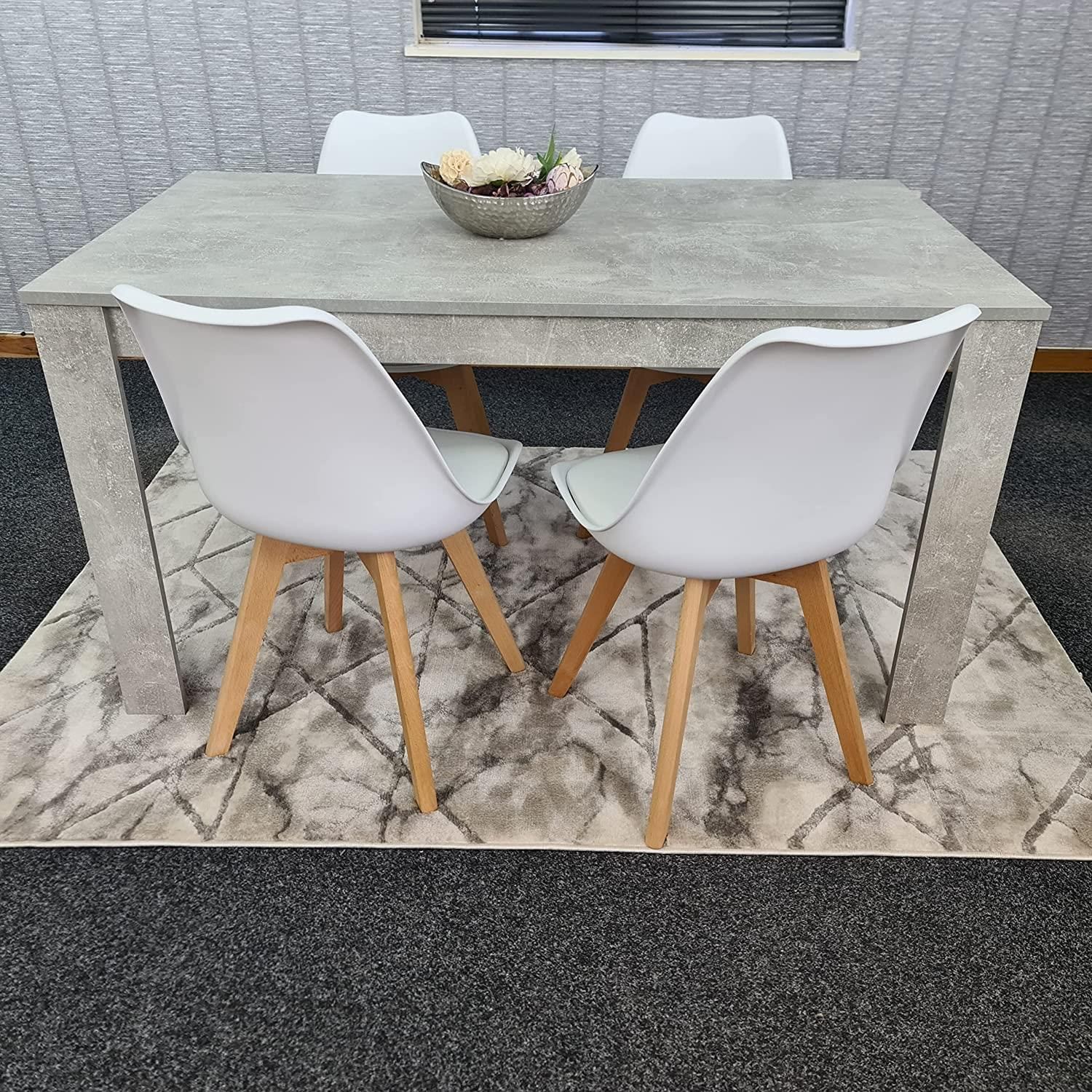 KOSY KOALA Modern Dining Table and 4 White Plastic Chairs Set Stylish Dining Room Furniture