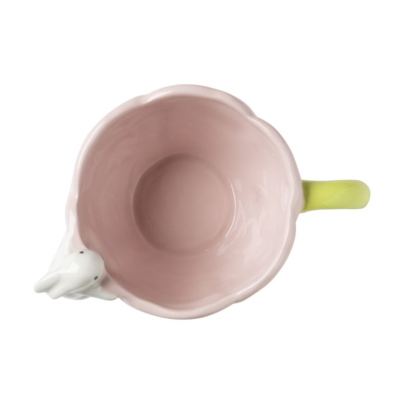 Mok met konijntje - roze/groen - &Oslash;12x10.2 cm