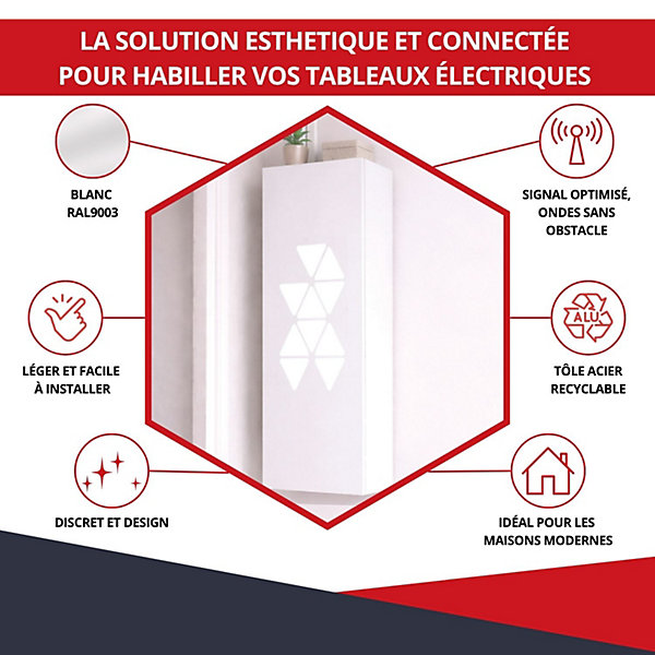 Coffret d'habillage ATOLE 13 modules en acier pour tableaux électriques porte Connect - H 117 x L 34 x P 14 cm - Réf. RCH600C
