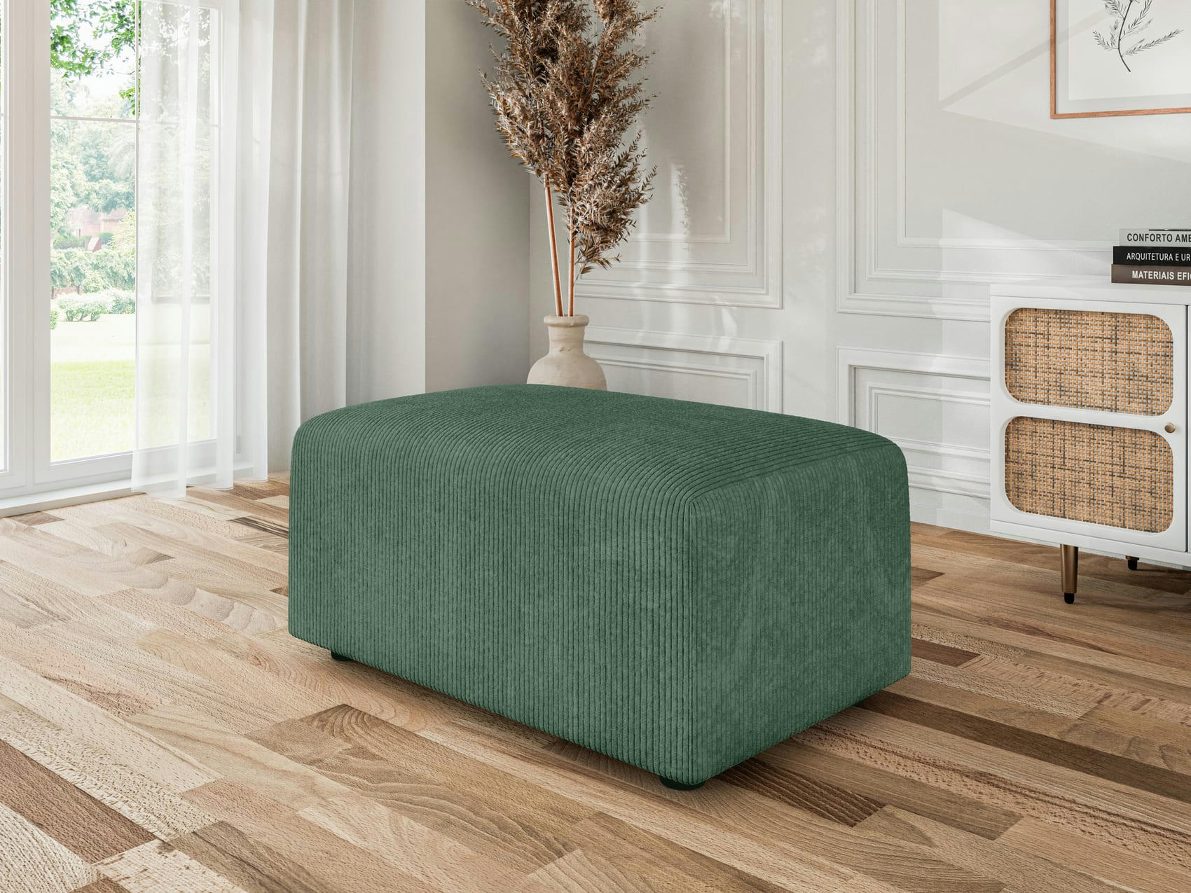 MILO - Pouf carré en velours côtelé   vert