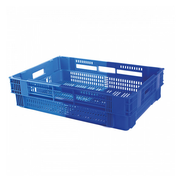 Caisse ajourée empilable emboitable 600 x 400 x 147 mm bicolore 26 L - bleu/bleu