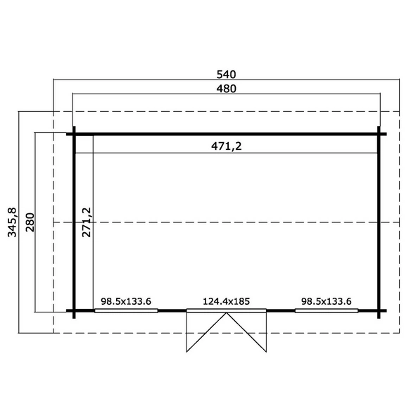 Gartenhaus »Pembrokeshire«, BxHxT: 540 x 239,4 x 280 cm, (Außenmaß inkl. Dachüberstand), grüngrau