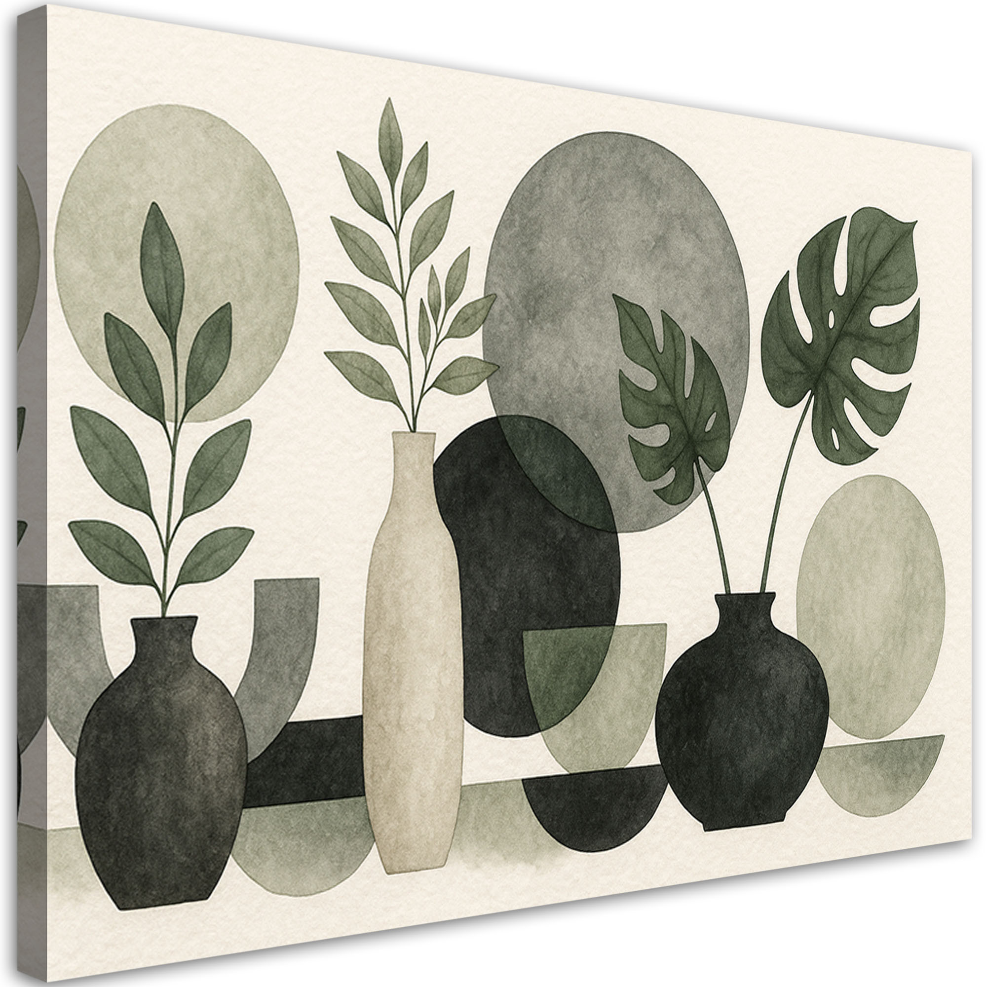 Feeby Obraz do salonu, Kwiaty Liście Minimalizm Zieleń Natura 60x40