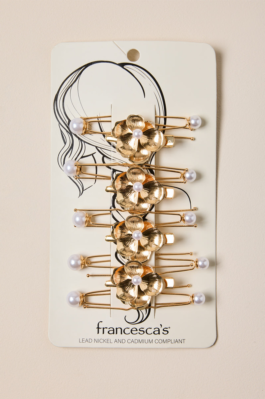 Lena Floral Pearl Hair Pin Set