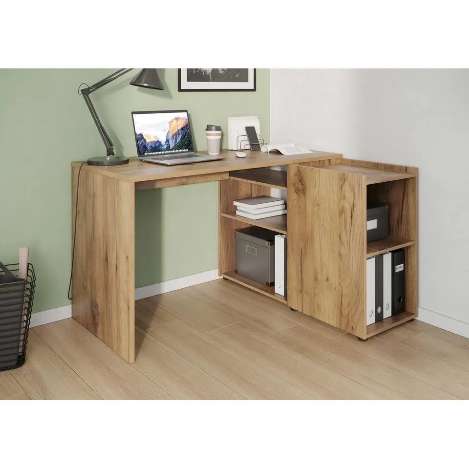 Hoekbureau Oliveira met opbergruimte - eikdecor