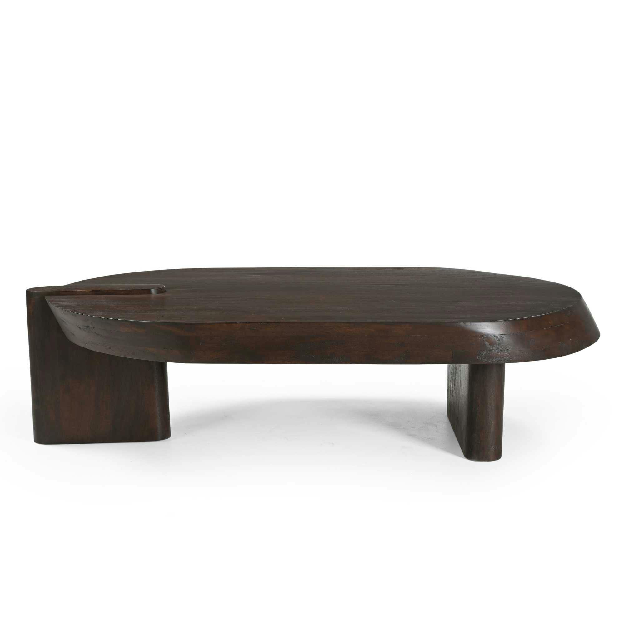 Table basse en bois foncé 2 pieds larges ALMA