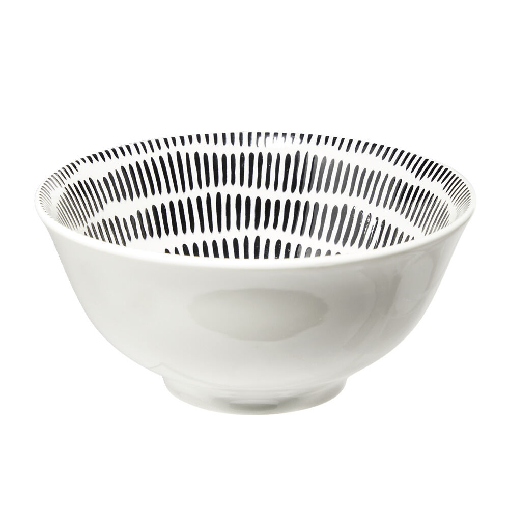 Bol Dakar en porcelaine blanc et motif noir Ø16xH7,8cm