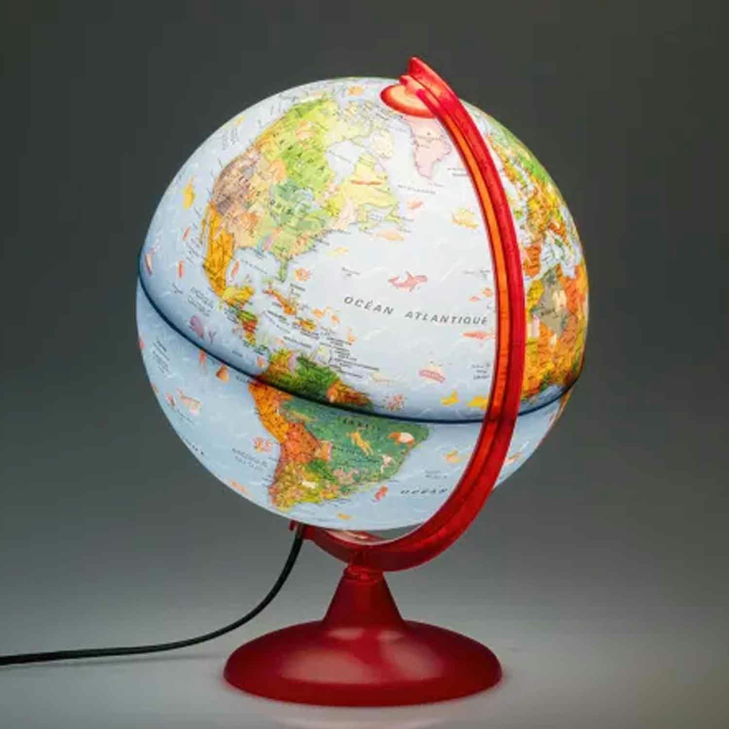 ZOO - Globe terrestre illustré 25 cm lumineux   textes en français