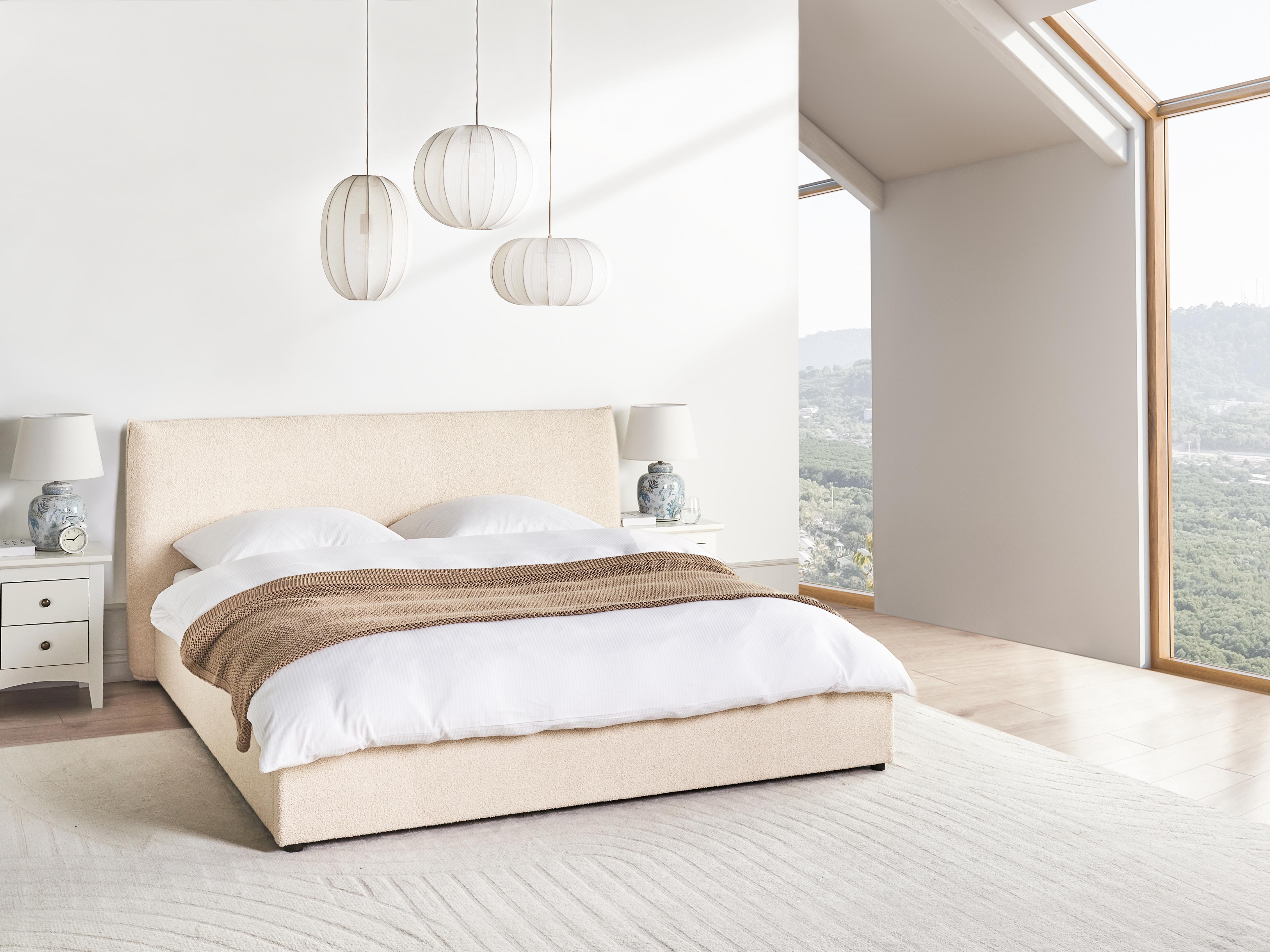 Ottoman Bed Boucle LAVAUR 180 x 200 cm (EU Super King) Beige