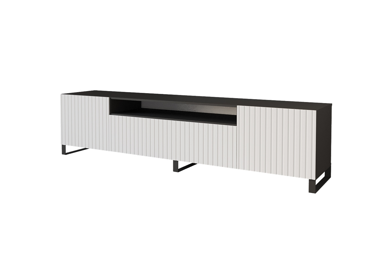 Szafka RTV z frezowanymi frontami stojąca KITO-S - 200x53x41 cm - Biały
