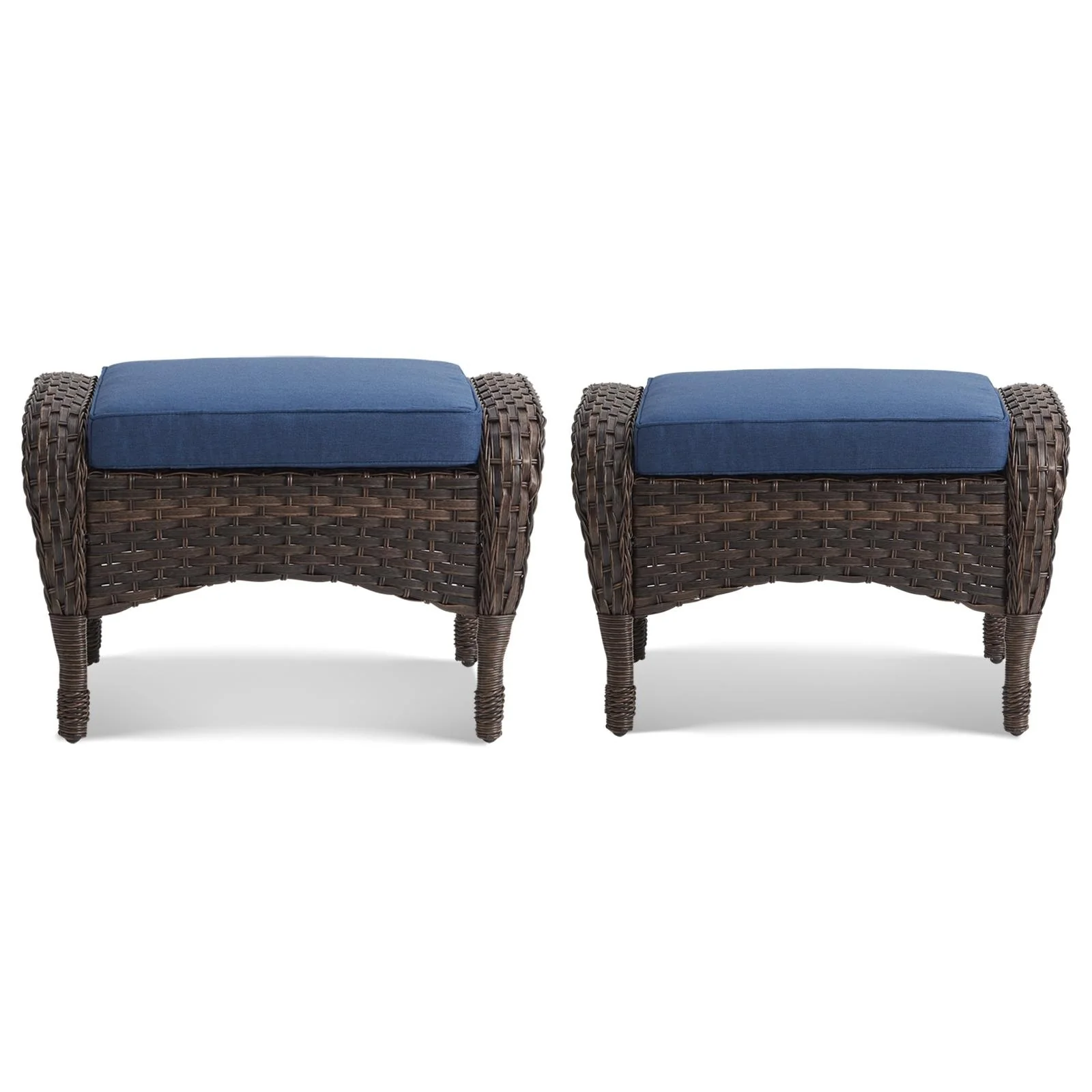 Gymojoy 2-Piece Rattan Patio Ottoman Seat