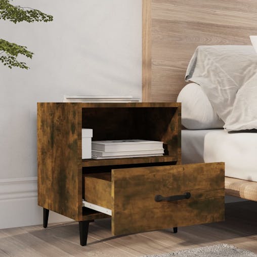 NNEVL Bedside Cabinets 2 pcs Smoked Oak Engineered Wood
