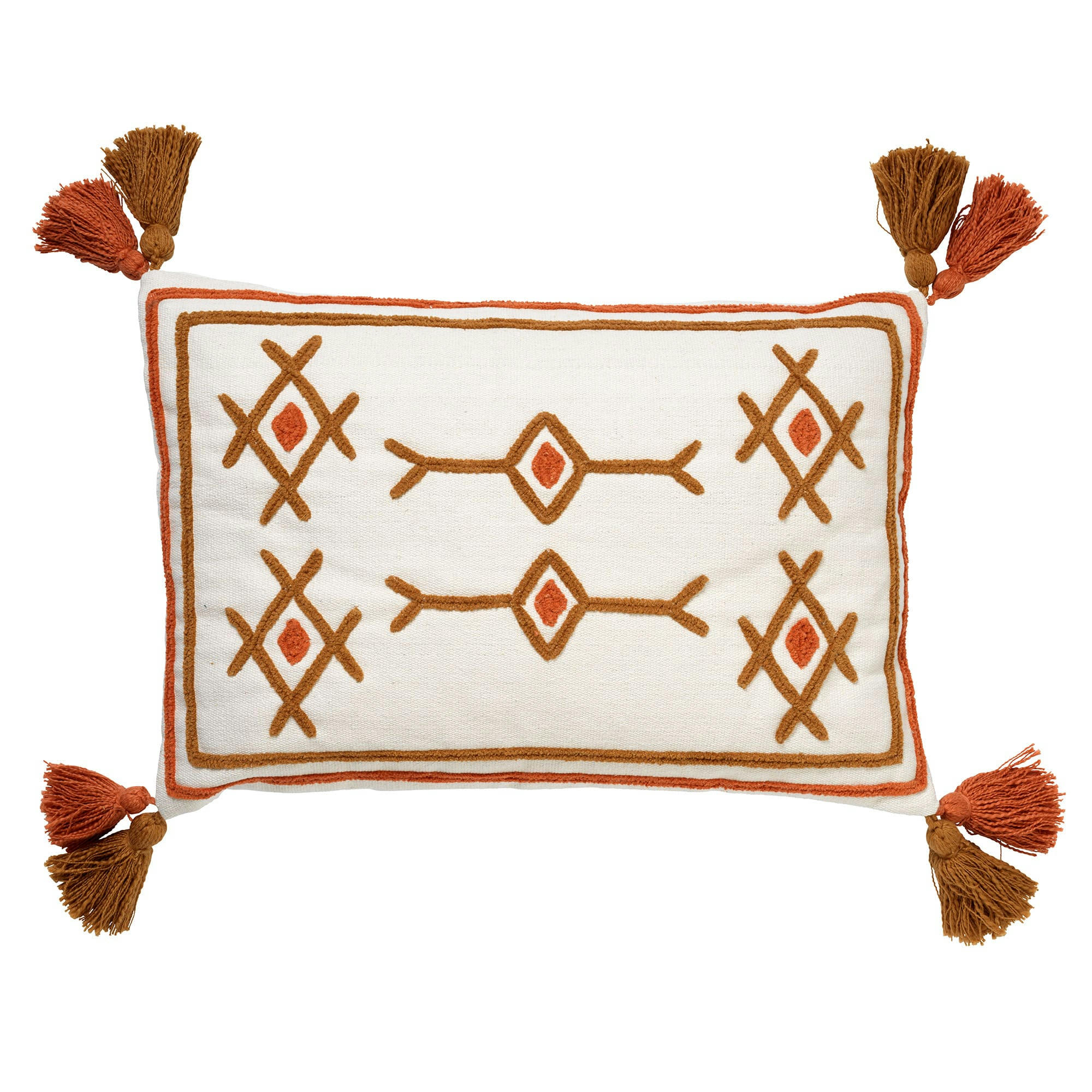ZITA - Housse de coussin blanc en coton-40x60 cm avec imprimé rétro