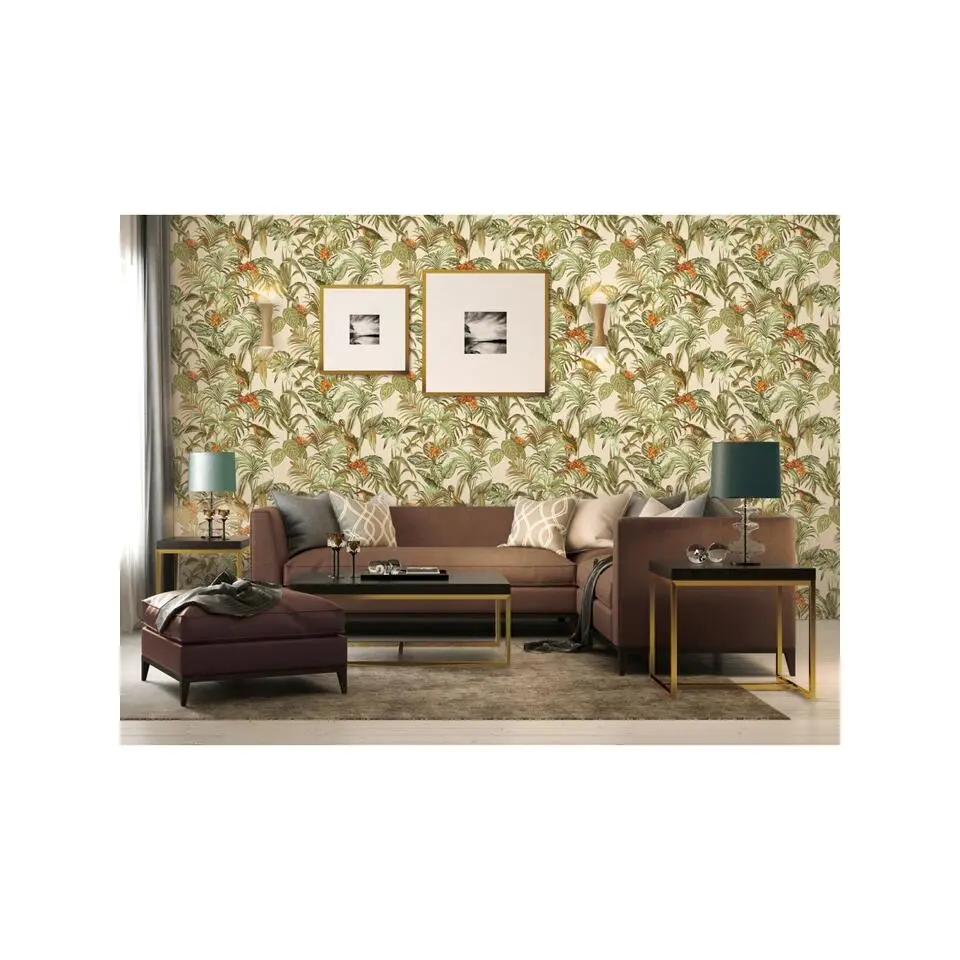 Dutch Wallcoverings Vliesbehang Wallstitch bird of paradise - groen - 10m x 53cm