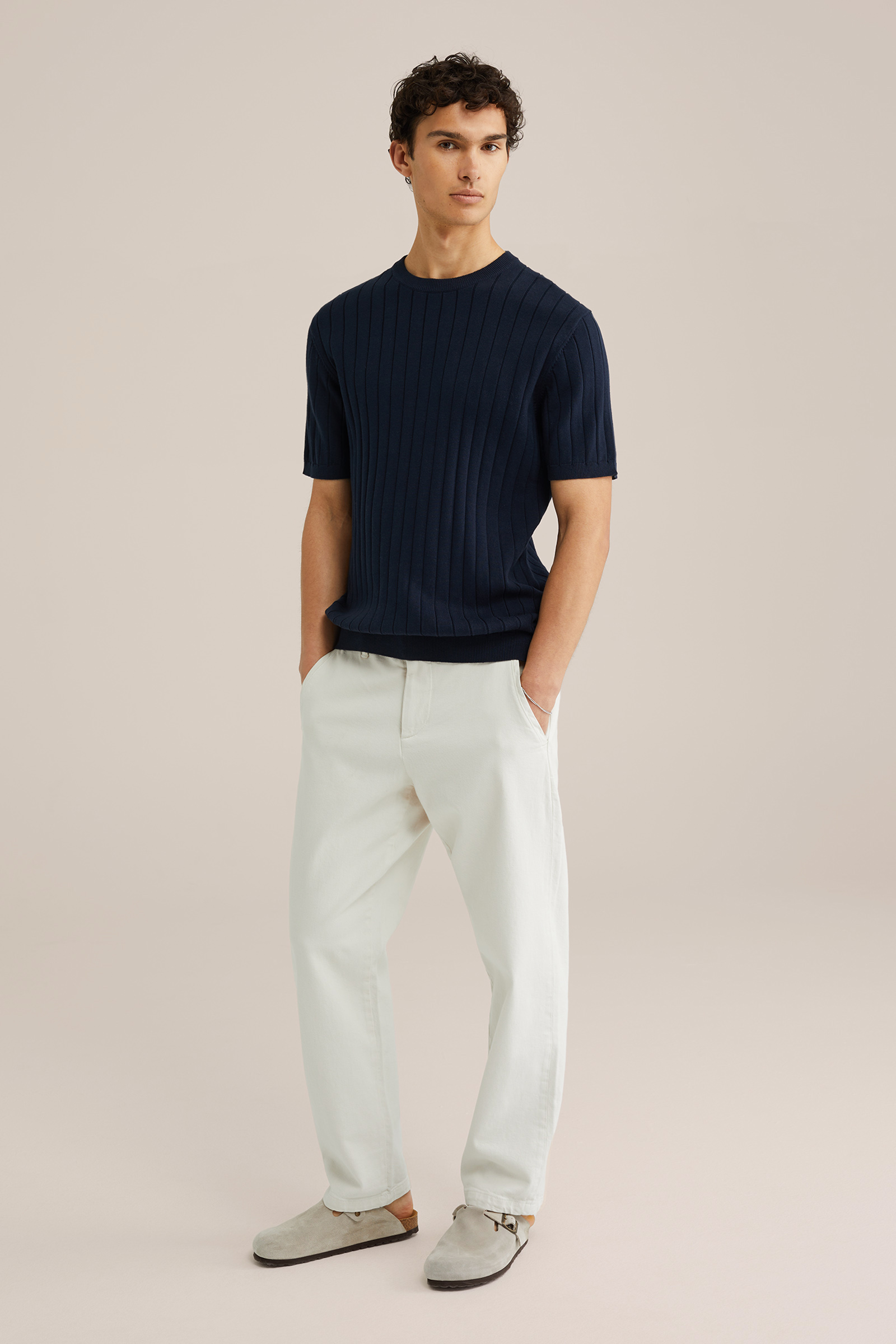 Heren Regular fit T-shirt met structuur