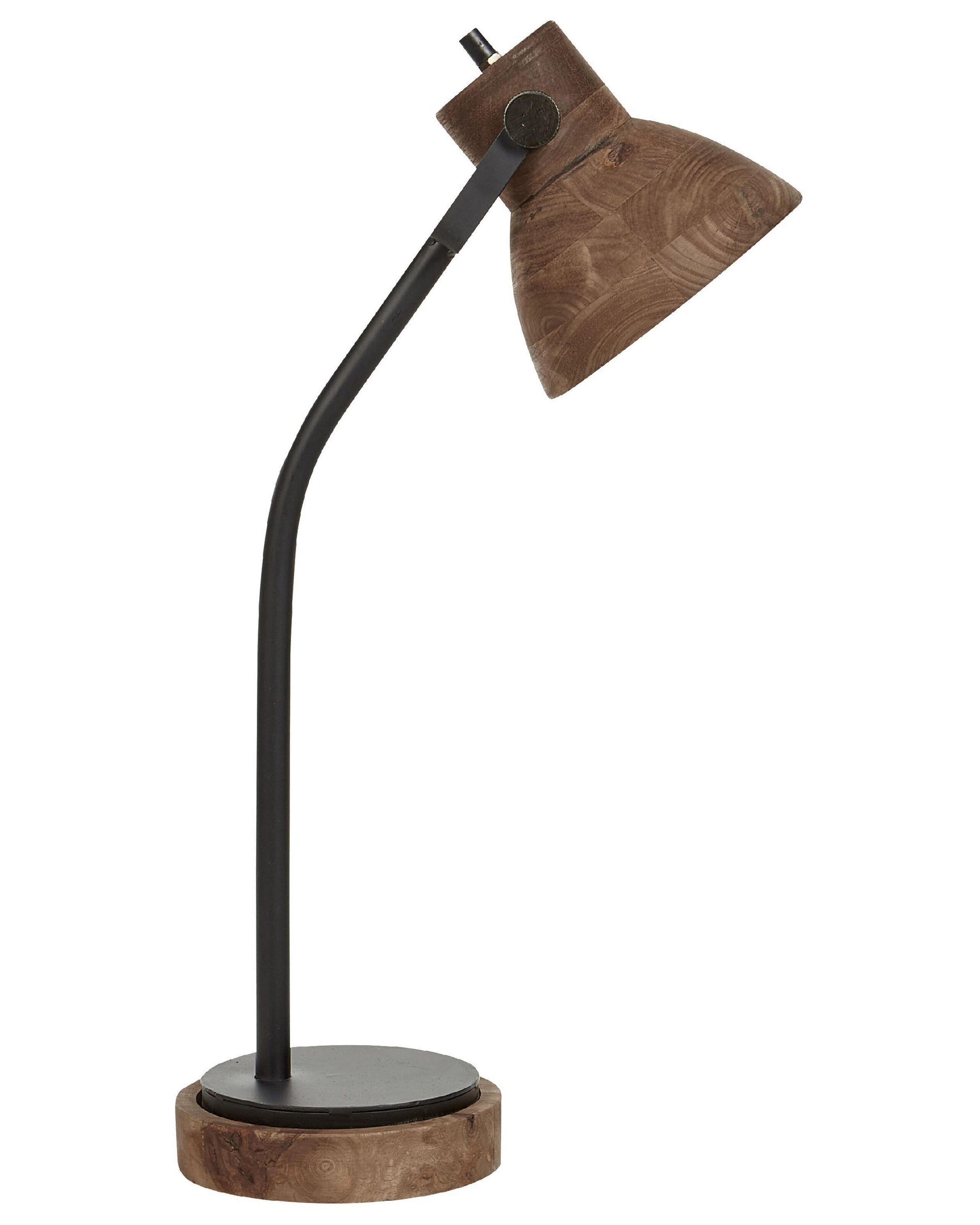 Lampa stołowa prostokątna ciemne drewno mango