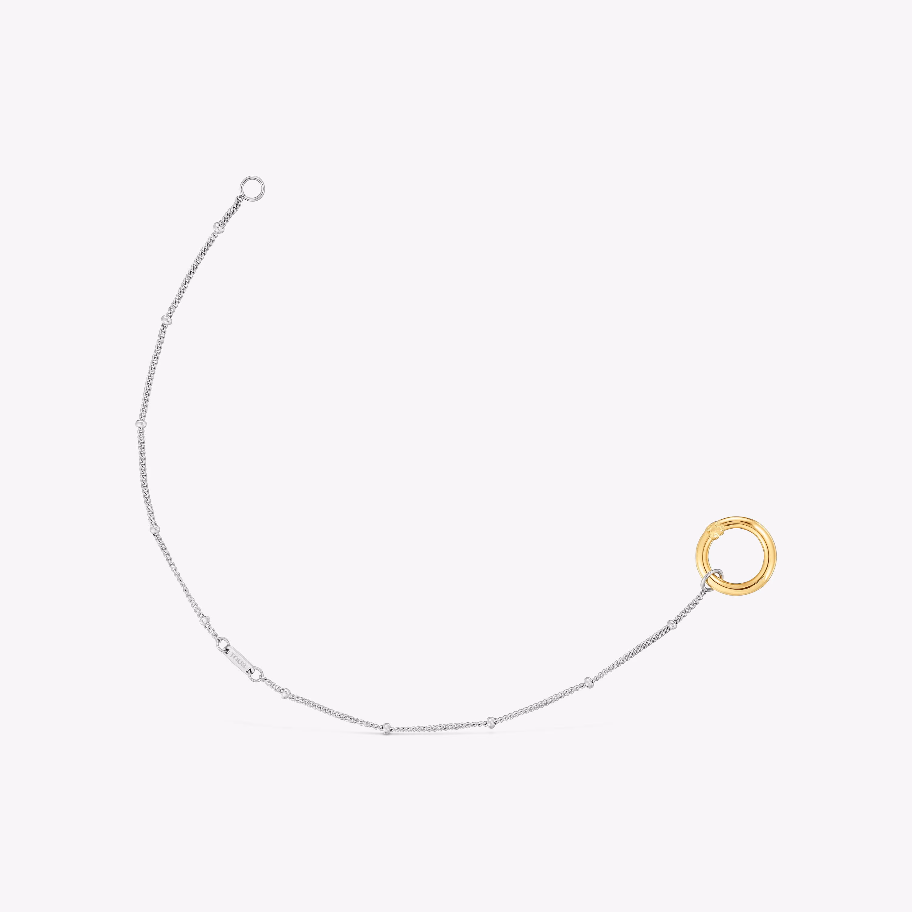 Pulsera cadena de acero y anilla de oro Hold