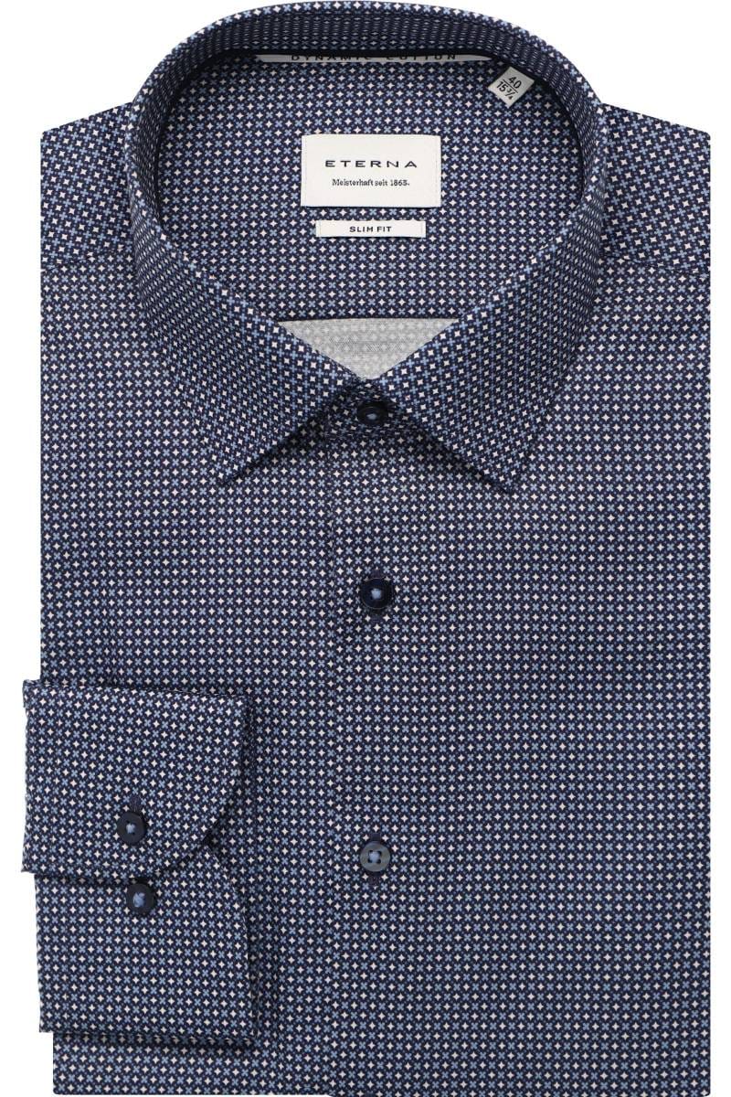 ETERNA Dynamic Cotton Slim Fit Hemd dunkelblau, Bedruckt