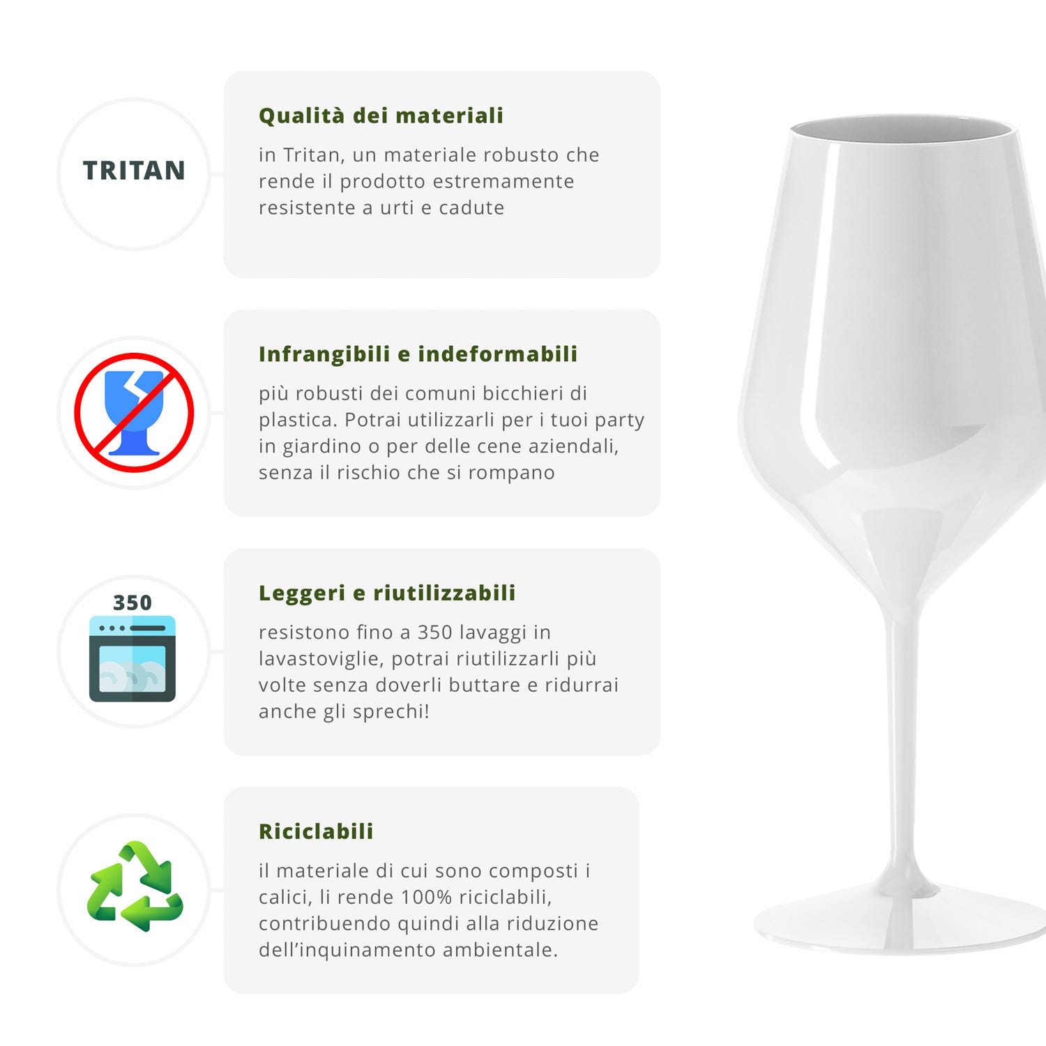 Calice vino in tritan 470 ml bianco