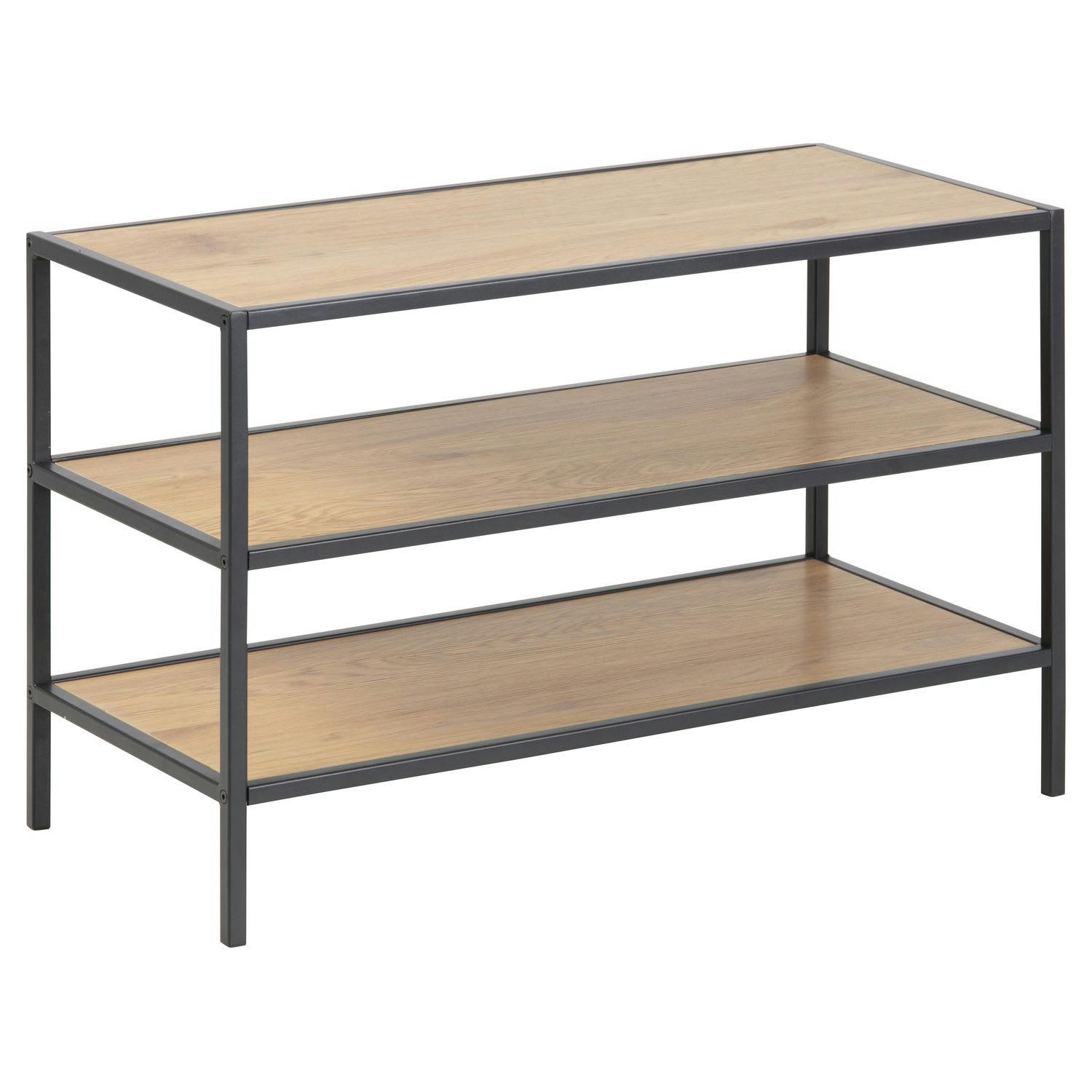 SIREINE - Meuble à chaussures ajouré 3 niveaux en mdf et métal beige