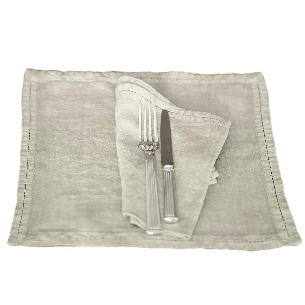 BASES DE LA TABLE - Set de table Lin pur lavé  Noir  35x50