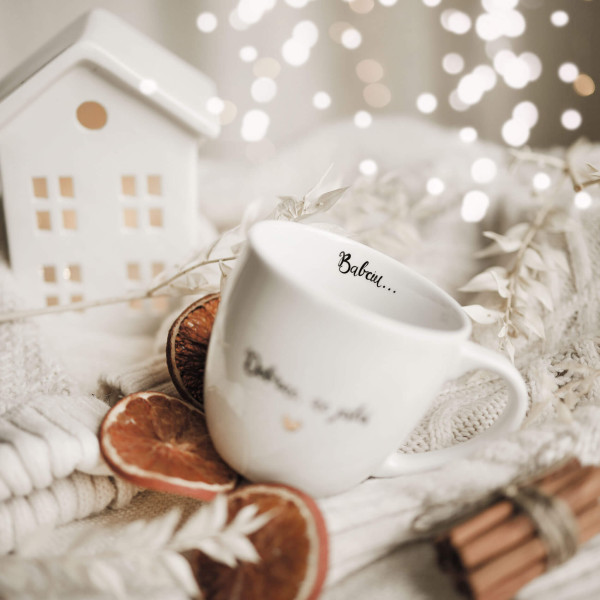 Biały Kubek Porcelanowy 300 ml - Babciu Dobrze, że Jesteś na Dzień Babci