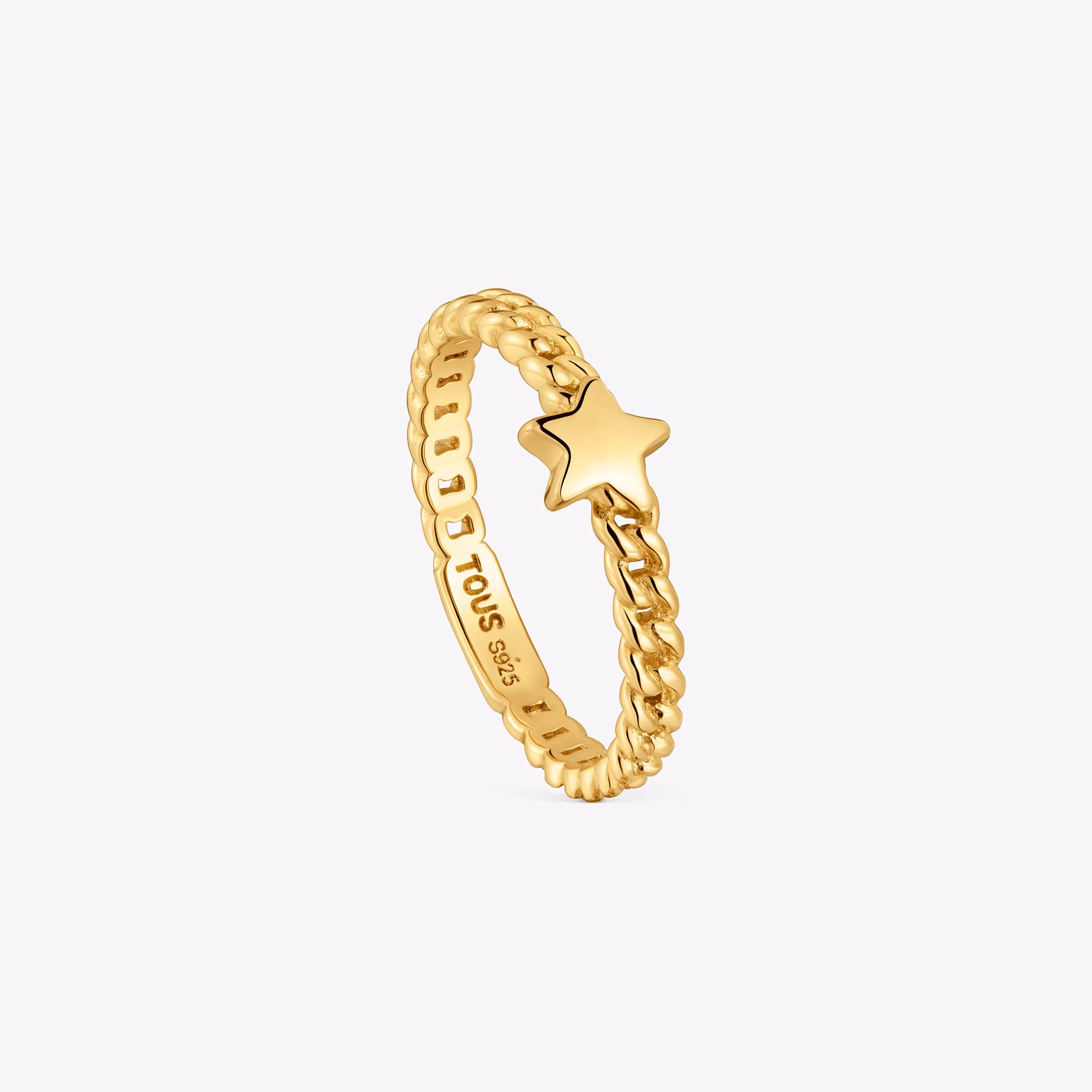 Anillo pequeño estrella con baño de oro 18 kt sobre plata Bold Motif